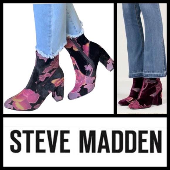Steve Madden Velvet Floral Burnout Booties - Picture 15 of 15